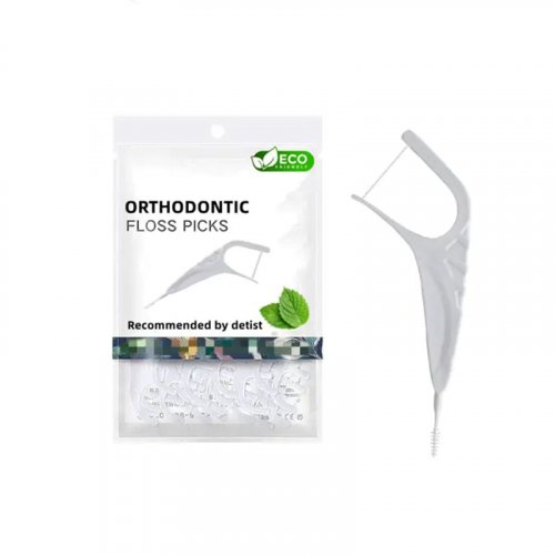 Orthodontic dental floss pick